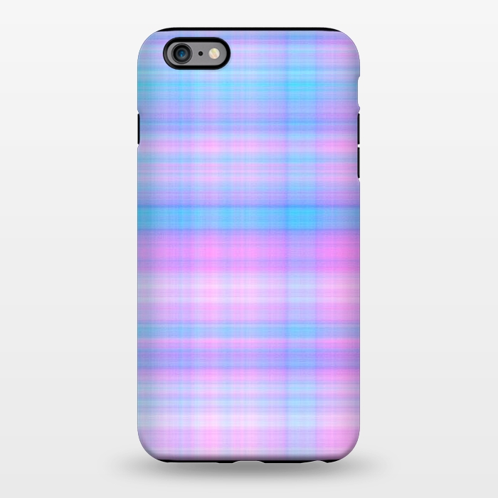 iPhone 6/6s plus StrongFit Girly Pastel Plaid Blue Pink by Julie Erin Designs
