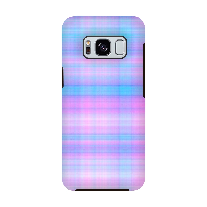 Galaxy S8 StrongFit Girly Pastel Plaid Blue Pink by Julie Erin Designs
