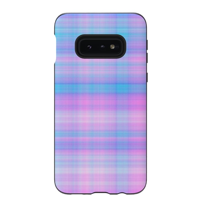 Galaxy S10e StrongFit Girly Pastel Plaid Blue Pink by Julie Erin Designs