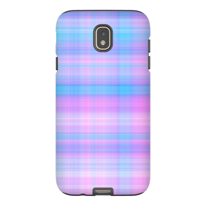Galaxy J7 StrongFit Girly Pastel Plaid Blue Pink by Julie Erin Designs