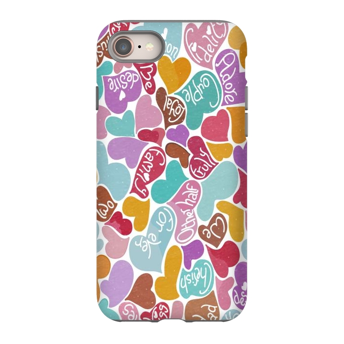 iPhone SE StrongFit Multicolored Love hearts with loving words by Paula Ohreen