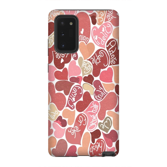 Galaxy Note 20 StrongFit Love hearts with loving words in red and beige by Paula Ohreen