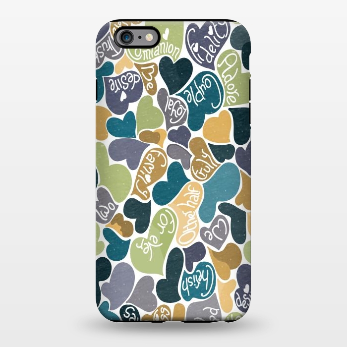 iPhone 6/6s plus StrongFit Love hearts with loving words in blue and green by Paula Ohreen
