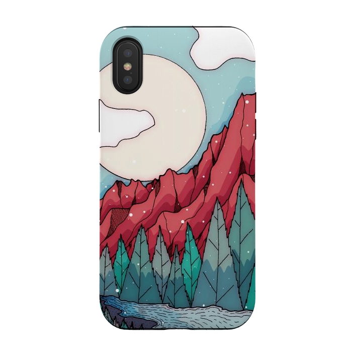 iPhone Xs / X StrongFit The red winter mountain river by Steve Wade (Swade)