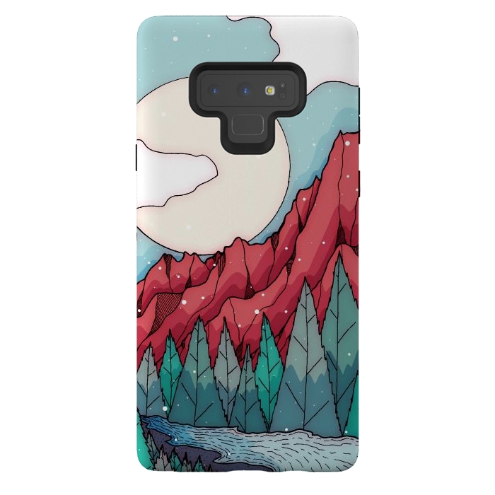 Galaxy Note 9 StrongFit The red winter mountain river by Steve Wade (Swade)