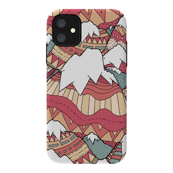iPhone 11 StrongFit Winter Aztec mountains  by Steve Wade (Swade)