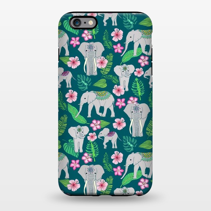 iPhone 6/6s plus StrongFit Elephants of the Jungle on Green by Tangerine-Tane