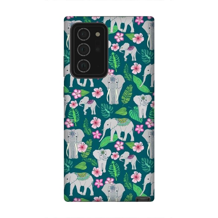 Galaxy Note 20 Ultra StrongFit Elephants of the Jungle on Green by Tangerine-Tane