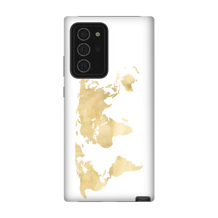 Galaxy Note 20 Ultra StrongFit Gold World Map by Tangerine-Tane