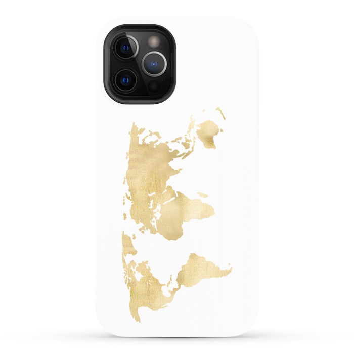 iPhone 12 Pro Max StrongFit Gold World Map by Tangerine-Tane