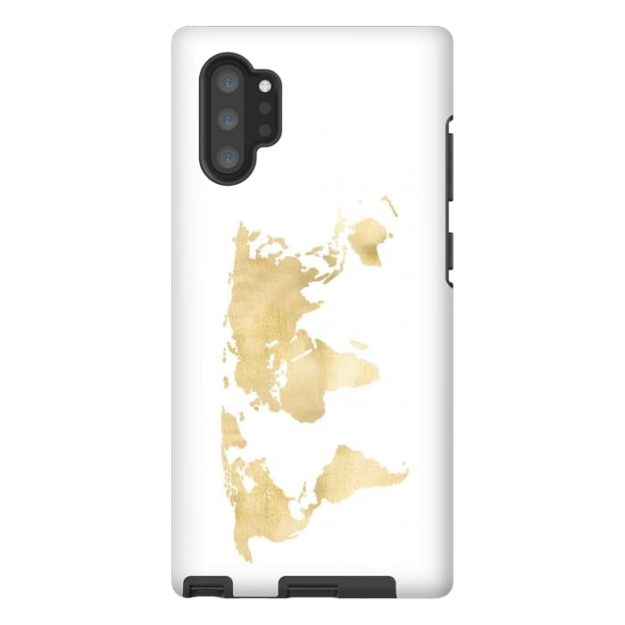Galaxy Note 10 plus StrongFit Gold World Map by Tangerine-Tane