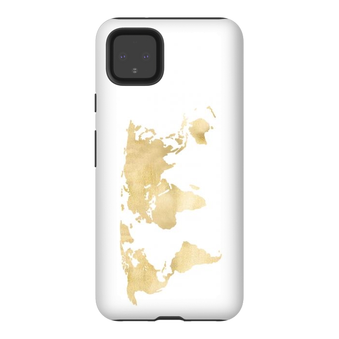 Pixel 4XL StrongFit Gold World Map by Tangerine-Tane