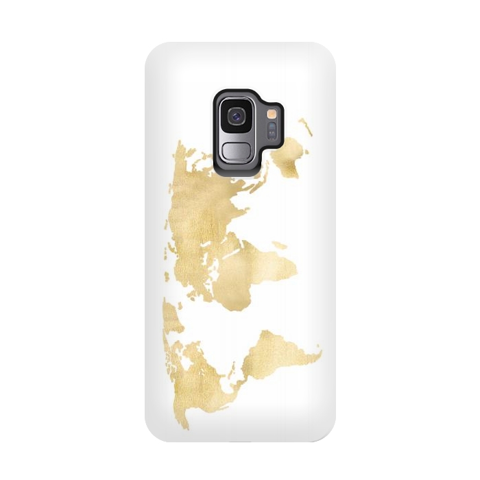 Galaxy S9 StrongFit Gold World Map by Tangerine-Tane