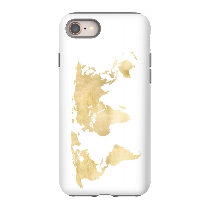 iPhone 8 StrongFit Gold World Map by Tangerine-Tane