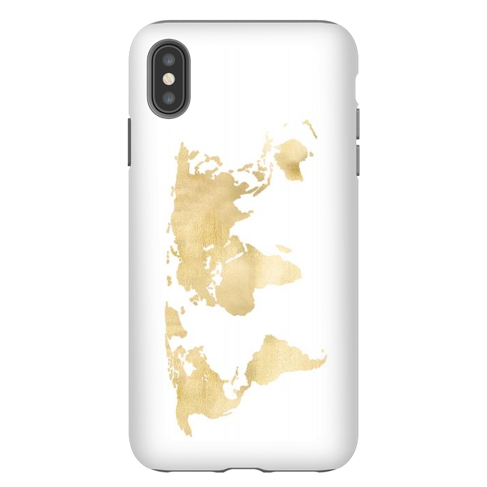 iPhone Xs Max StrongFit Gold World Map by Tangerine-Tane