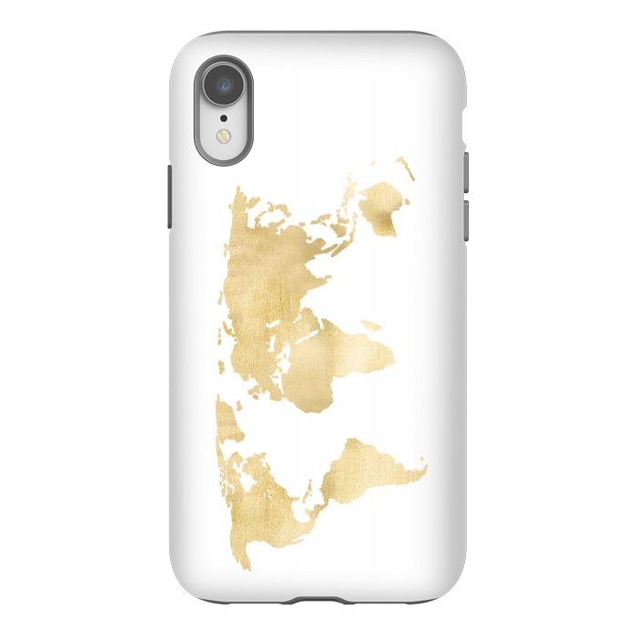 iPhone Xr StrongFit Gold World Map by Tangerine-Tane