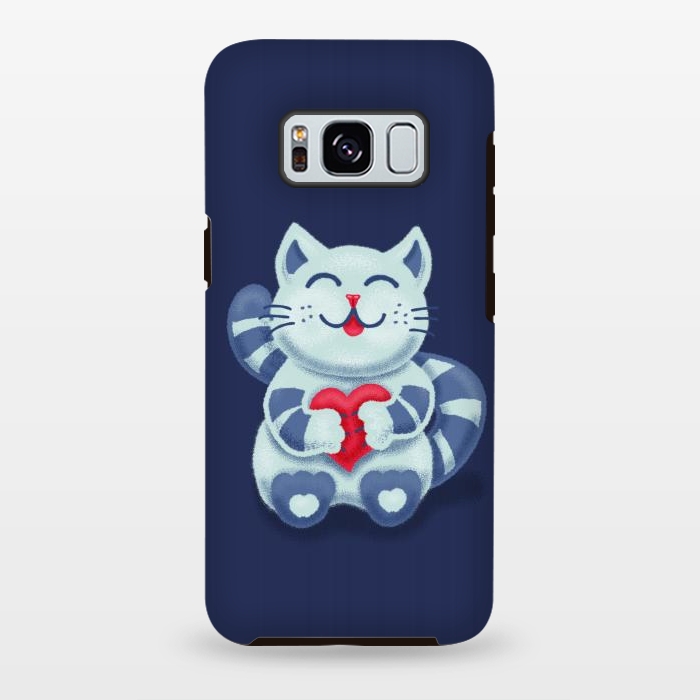 Galaxy S8 plus StrongFit Cute Blue Kitty With Heart In Love by Boriana Giormova