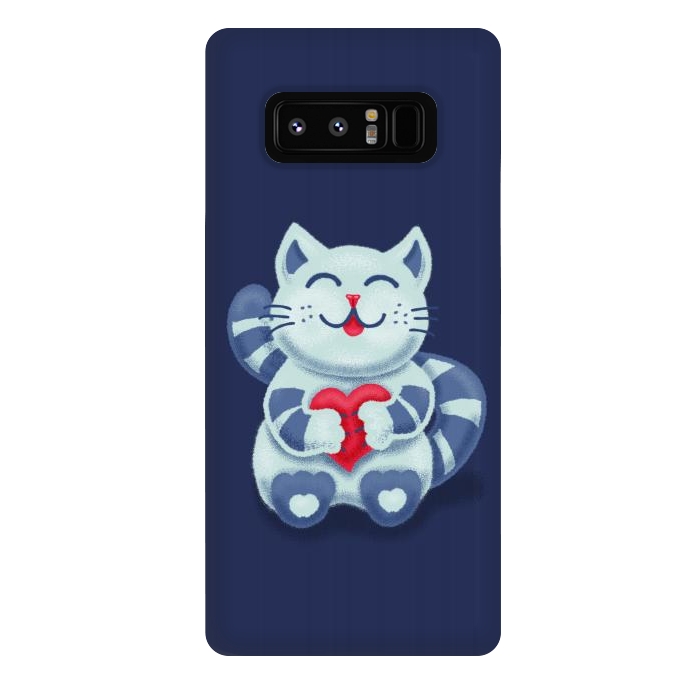 Galaxy Note 8 StrongFit Cute Blue Kitty With Heart In Love by Boriana Giormova