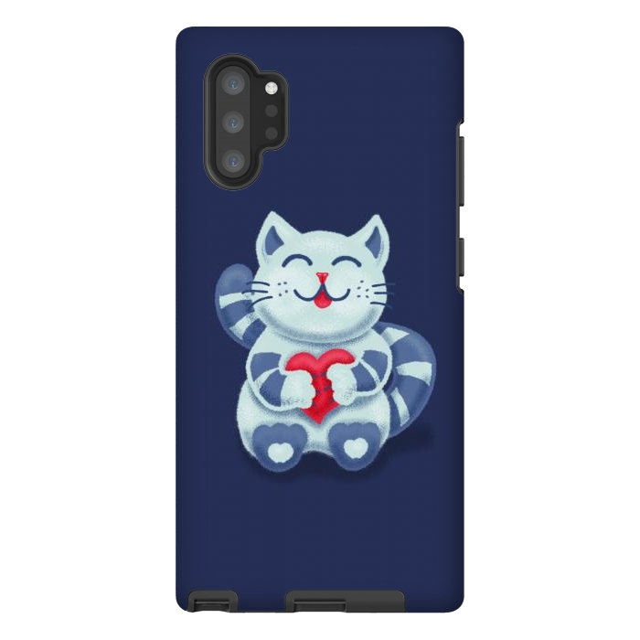 Galaxy Note 10 plus StrongFit Cute Blue Kitty With Heart In Love by Boriana Giormova