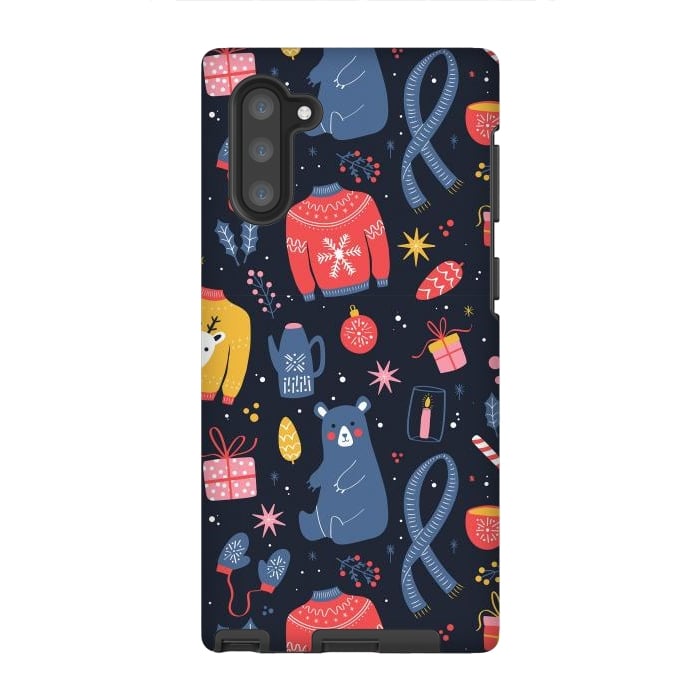 Galaxy Note 10 StrongFit Christmas pattern dark by Jelena Obradovic