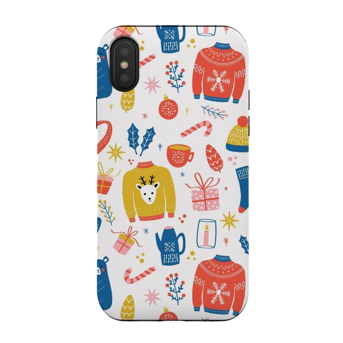 iPhone Xs / X StrongFit Christmas pattern, white by Jelena Obradovic