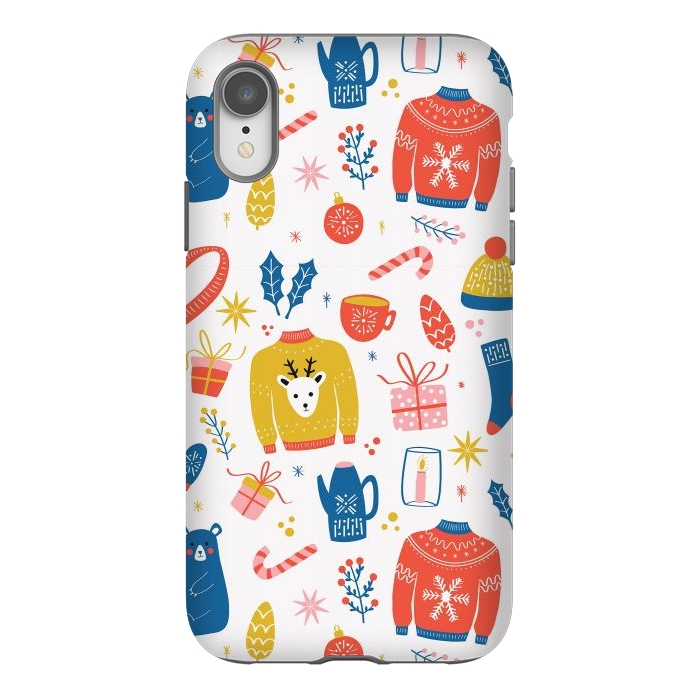 iPhone Xr StrongFit Christmas pattern, white by Jelena Obradovic