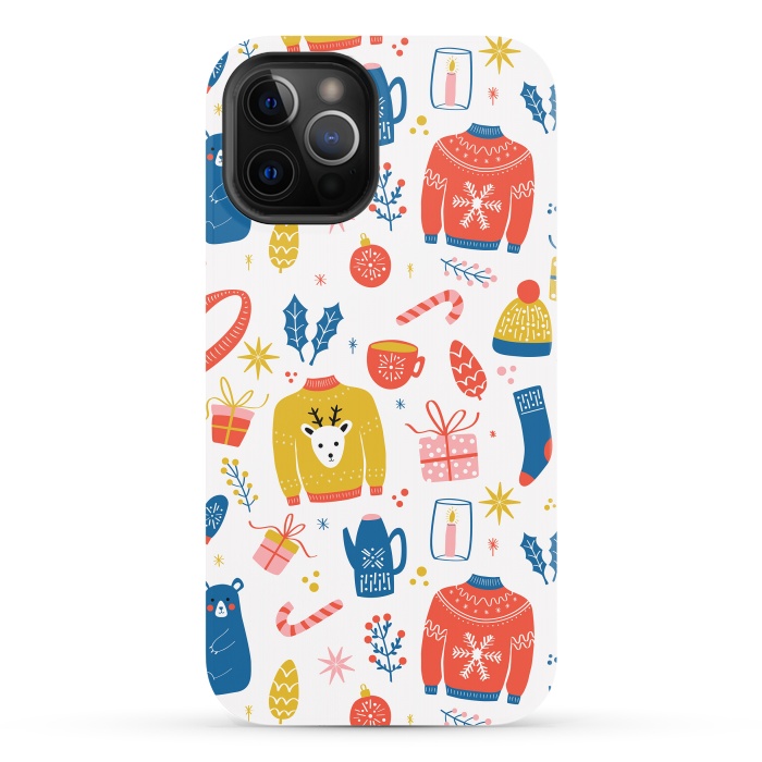 iPhone 12 Pro Max StrongFit Christmas pattern, white by Jelena Obradovic