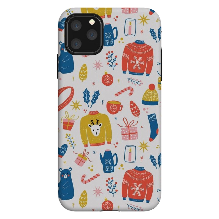 iPhone 11 Pro Max StrongFit Christmas pattern, white by Jelena Obradovic