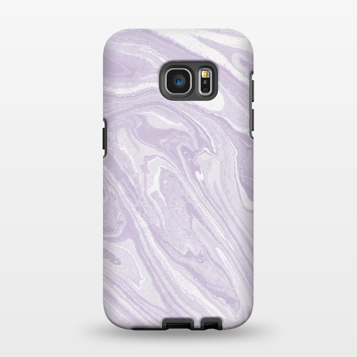 Galaxy S7 EDGE StrongFit Pastel Purple lavender liquid marble by Oana 