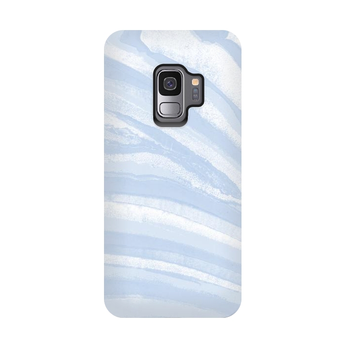 Galaxy S9 StrongFit Baby blue pastel marble stripes by Oana 