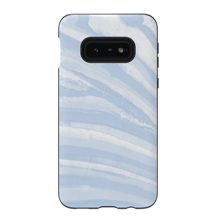 Galaxy S10e StrongFit Baby blue pastel marble stripes by Oana 