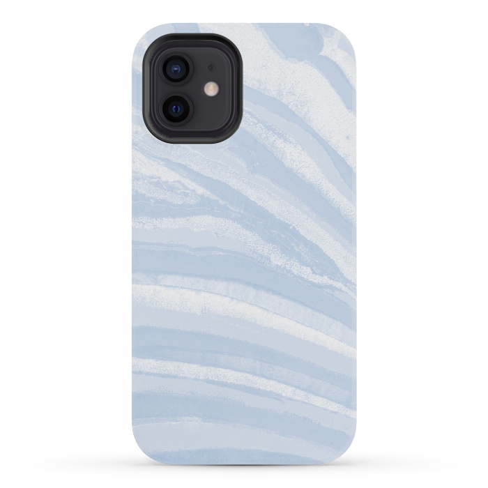 iPhone 12 mini StrongFit Baby blue pastel marble stripes by Oana 