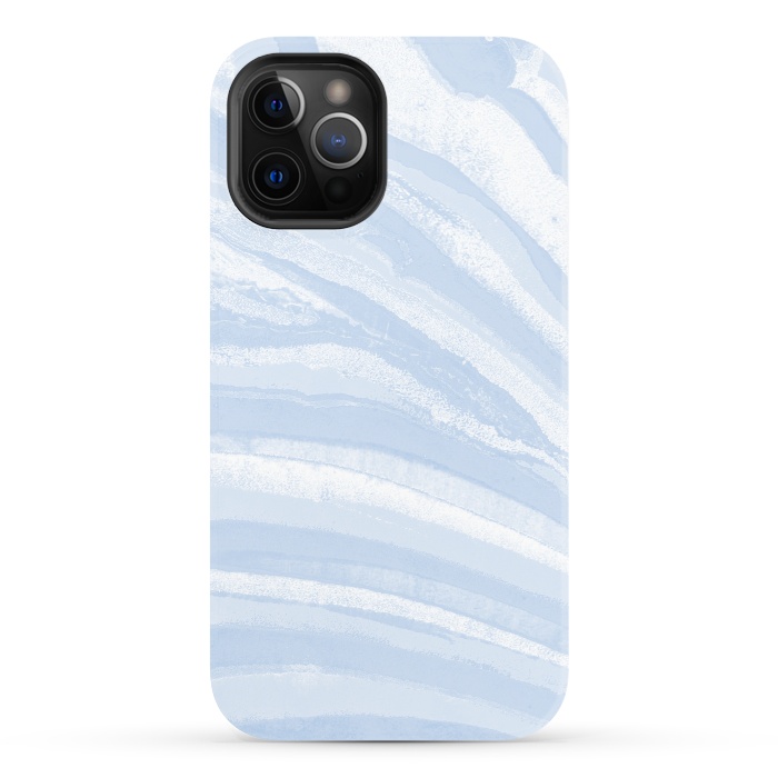 iPhone 12 Pro StrongFit Baby blue pastel marble stripes by Oana 