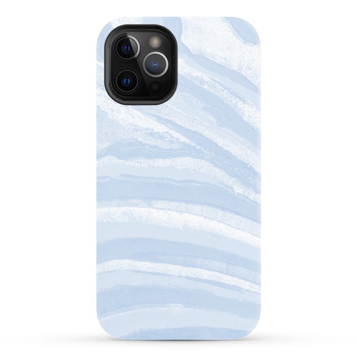 iPhone 12 Pro Max StrongFit Baby blue pastel marble stripes by Oana 
