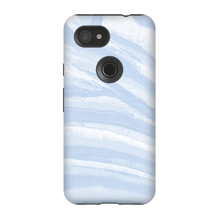 Pixel 3A StrongFit Baby blue pastel marble stripes by Oana 