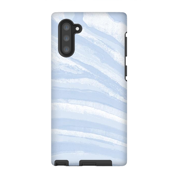 Galaxy Note 10 StrongFit Baby blue pastel marble stripes by Oana 