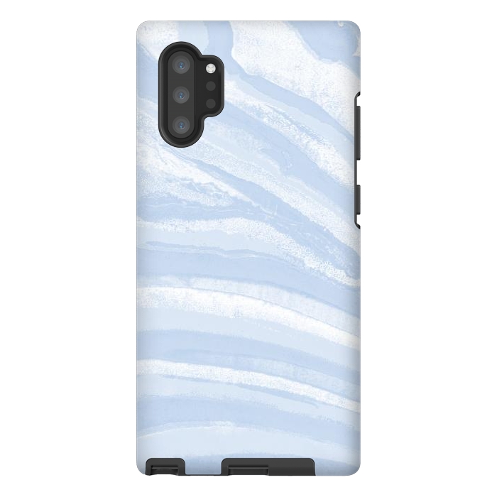 Galaxy Note 10 plus StrongFit Baby blue pastel marble stripes by Oana 