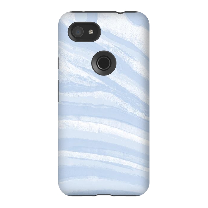 Pixel 3AXL StrongFit Baby blue pastel marble stripes by Oana 