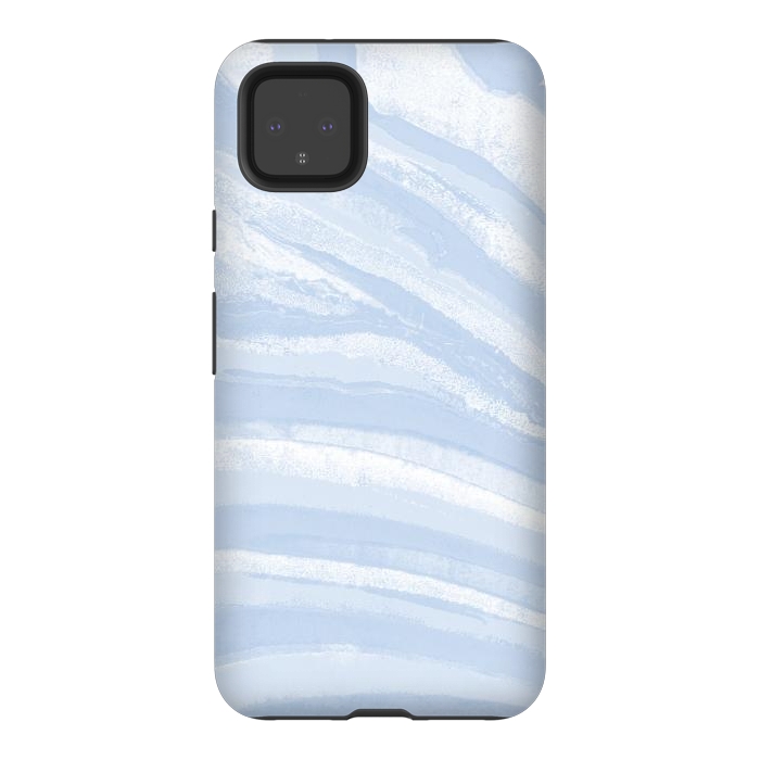 Pixel 4XL StrongFit Baby blue pastel marble stripes by Oana 