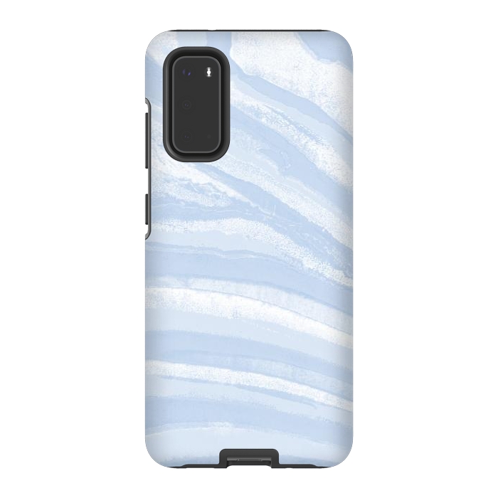 Galaxy S20 StrongFit Baby blue pastel marble stripes by Oana 