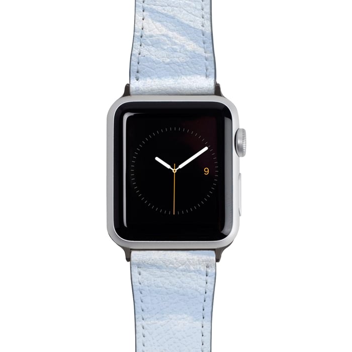 Watch 42mm / 44mm Strap PU leather Baby blue pastel marble stripes by Oana 