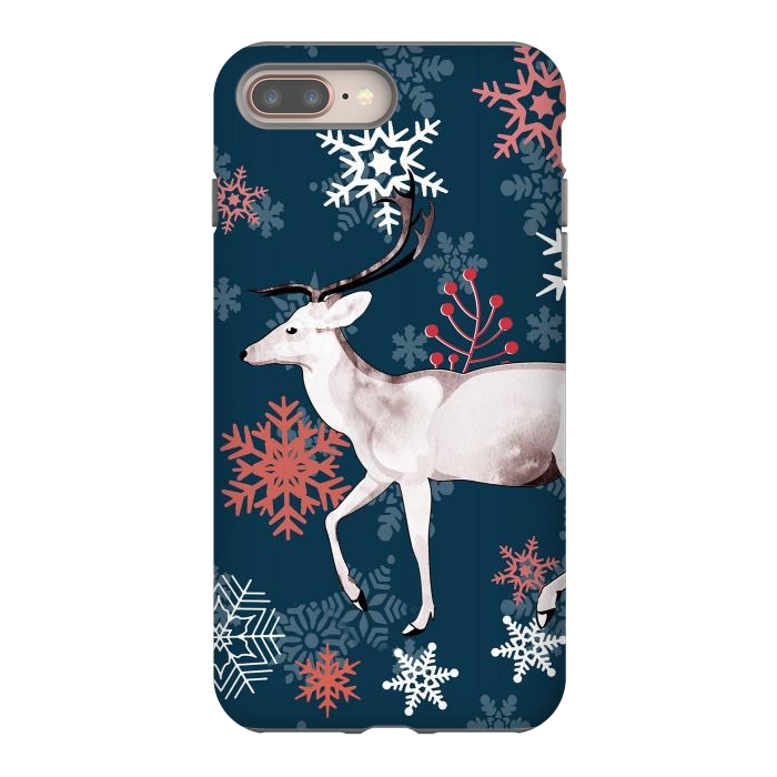 iPhone 7 plus StrongFit Reindeer and snowflakes winter illustration by Oana 