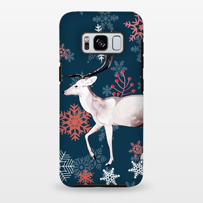 Galaxy S8 plus StrongFit Reindeer and snowflakes winter illustration by Oana 