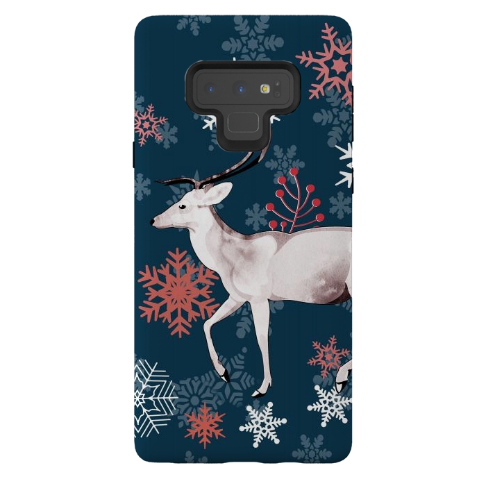 Galaxy Note 9 StrongFit Reindeer and snowflakes winter illustration by Oana 