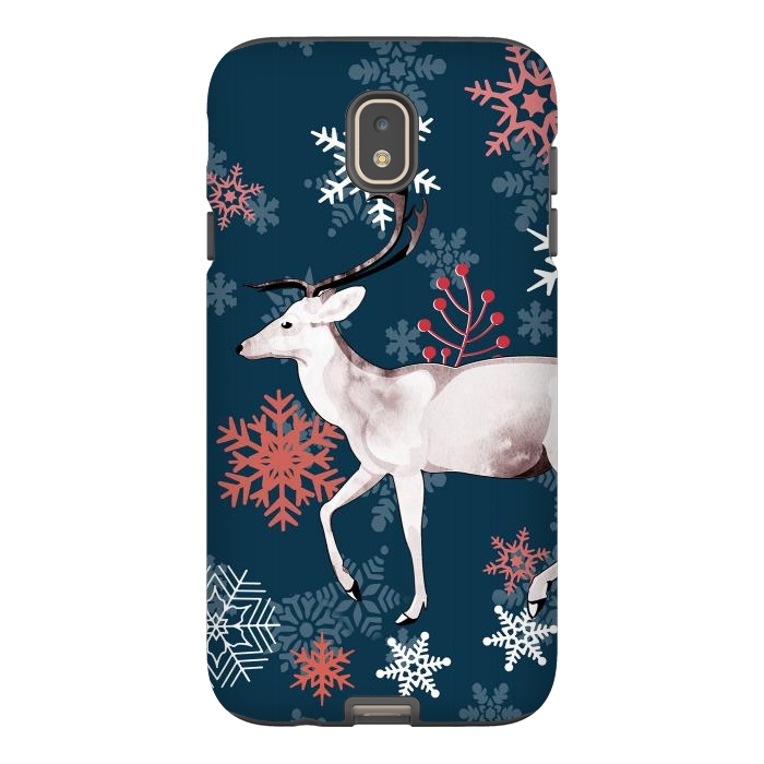 Galaxy J7 StrongFit Reindeer and snowflakes winter illustration by Oana 