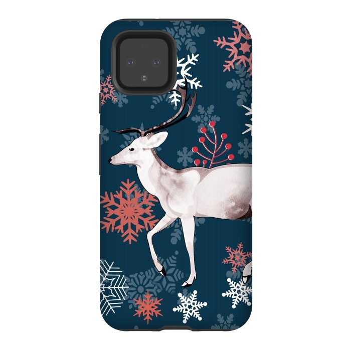 Pixel 4 StrongFit Reindeer and snowflakes winter illustration by Oana 