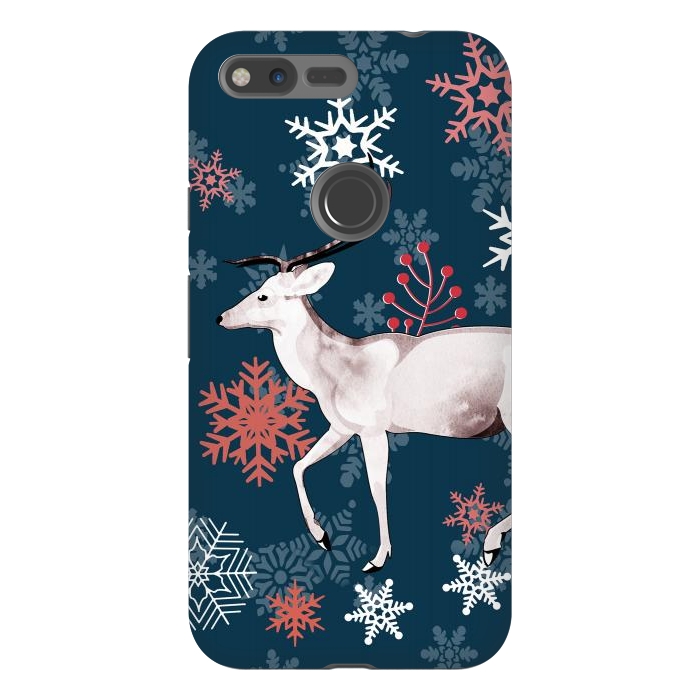 Pixel XL StrongFit Reindeer and snowflakes winter illustration by Oana 