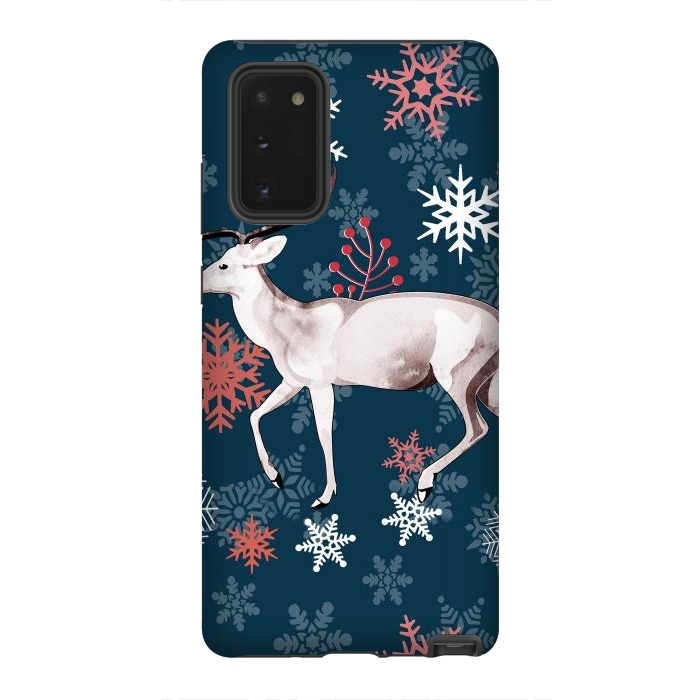 Galaxy Note 20 StrongFit Reindeer and snowflakes winter illustration by Oana 