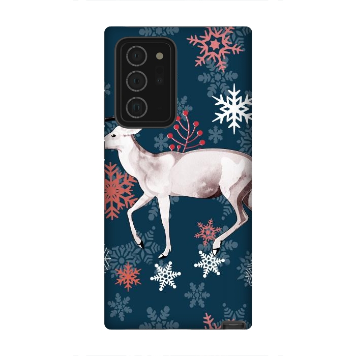 Galaxy Note 20 Ultra StrongFit Reindeer and snowflakes winter illustration by Oana 