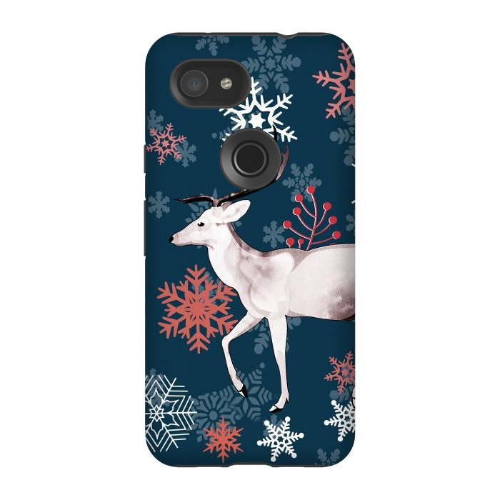 Pixel 3A StrongFit Reindeer and snowflakes winter illustration by Oana 